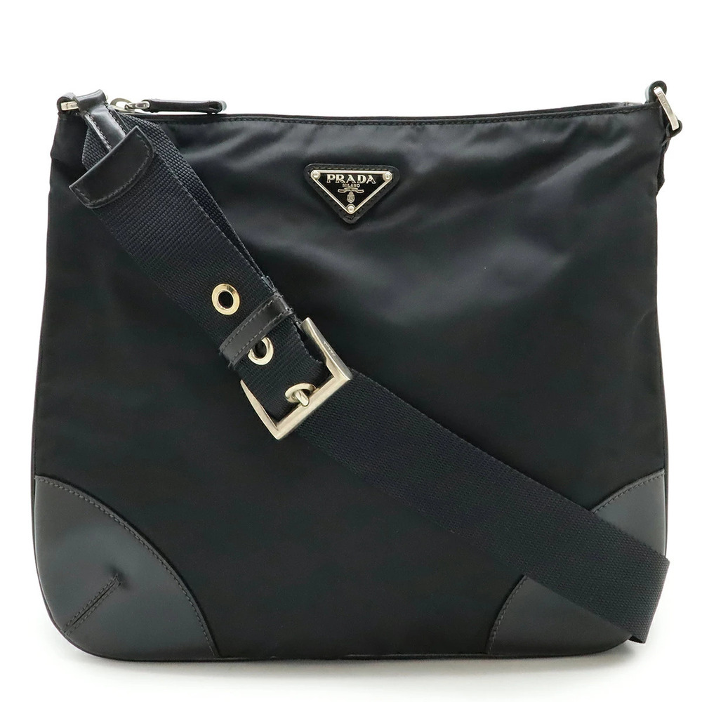 Prada Triangle Crossbody Bag Leather NERO Black
